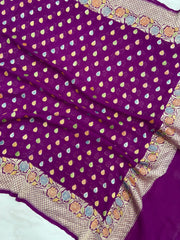 Khaddi Georgette Handloom Banarasi Dupatta - The Handlooms