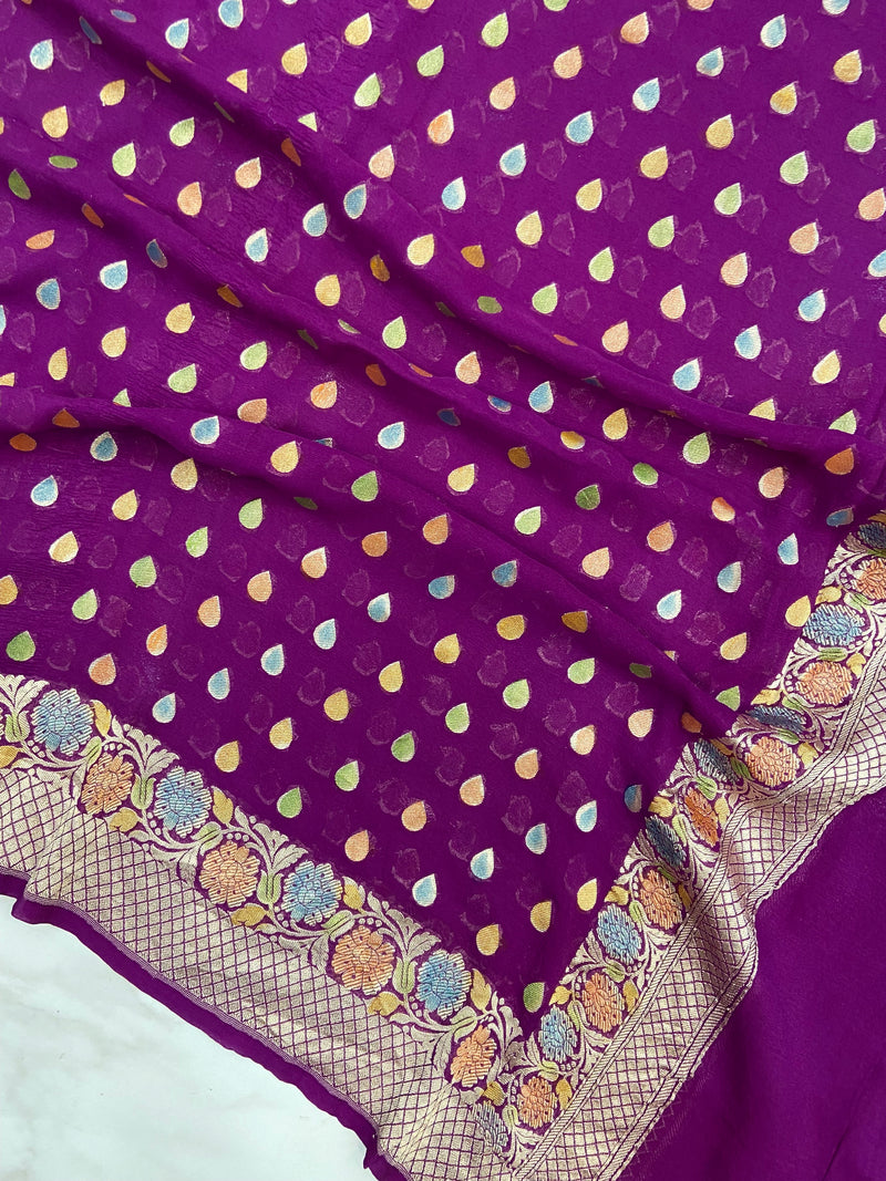 Khaddi Georgette Handloom Banarasi Dupatta - The Handlooms