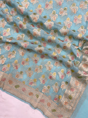 Khaddi Georgette Handloom Banarasi Dupatta - The Handlooms
