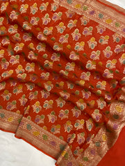 Khaddi Georgette Handloom Banarasi Dupatta - The Handlooms