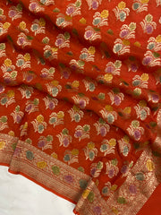 Khaddi Georgette Handloom Banarasi Dupatta - The Handlooms