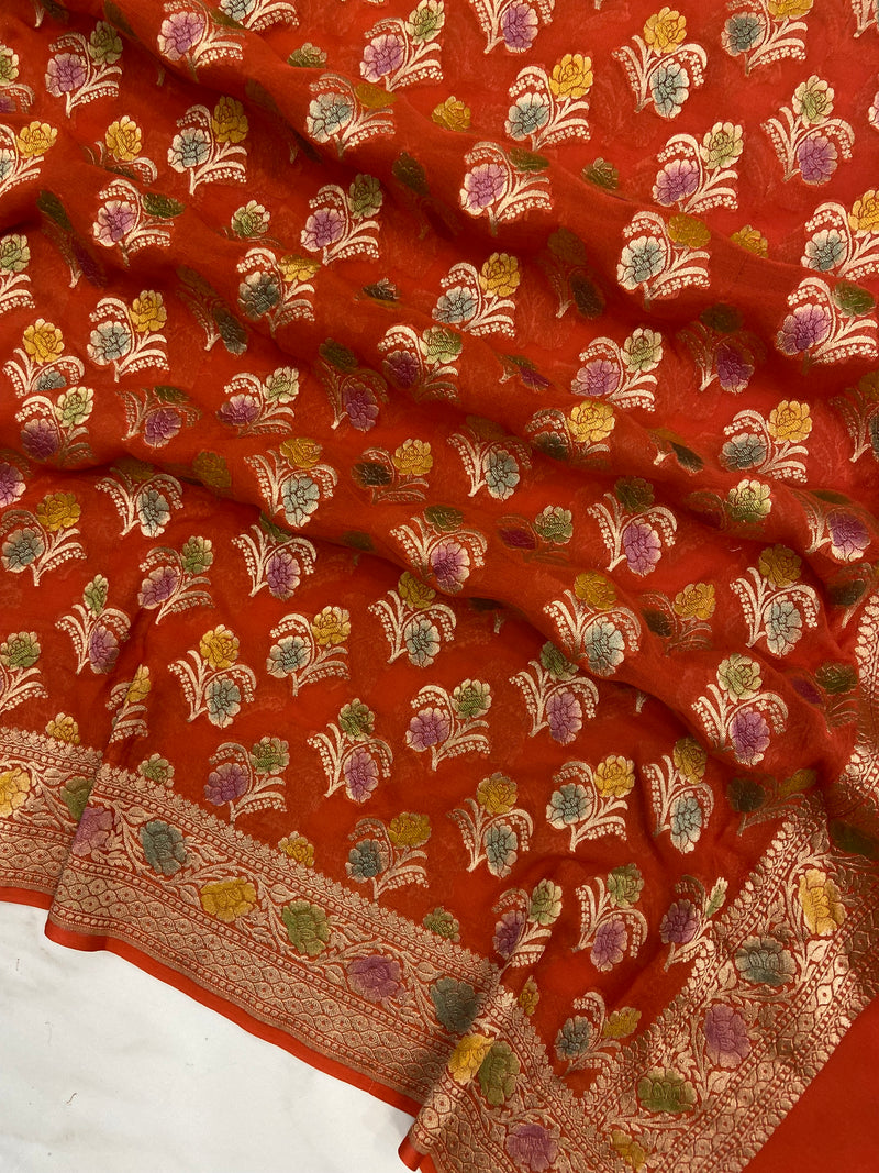 Khaddi Georgette Handloom Banarasi Dupatta - The Handlooms