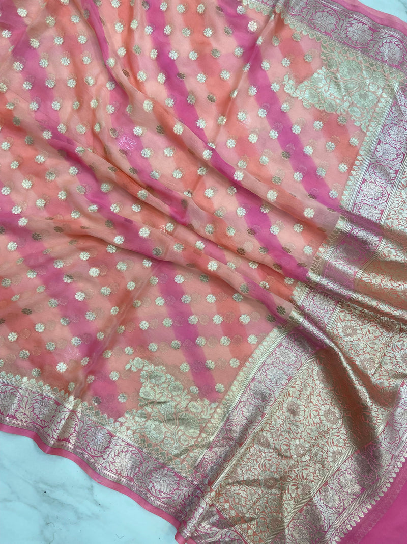 Khaddi Georgette Handloom Banarasi Dupatta - The Handlooms