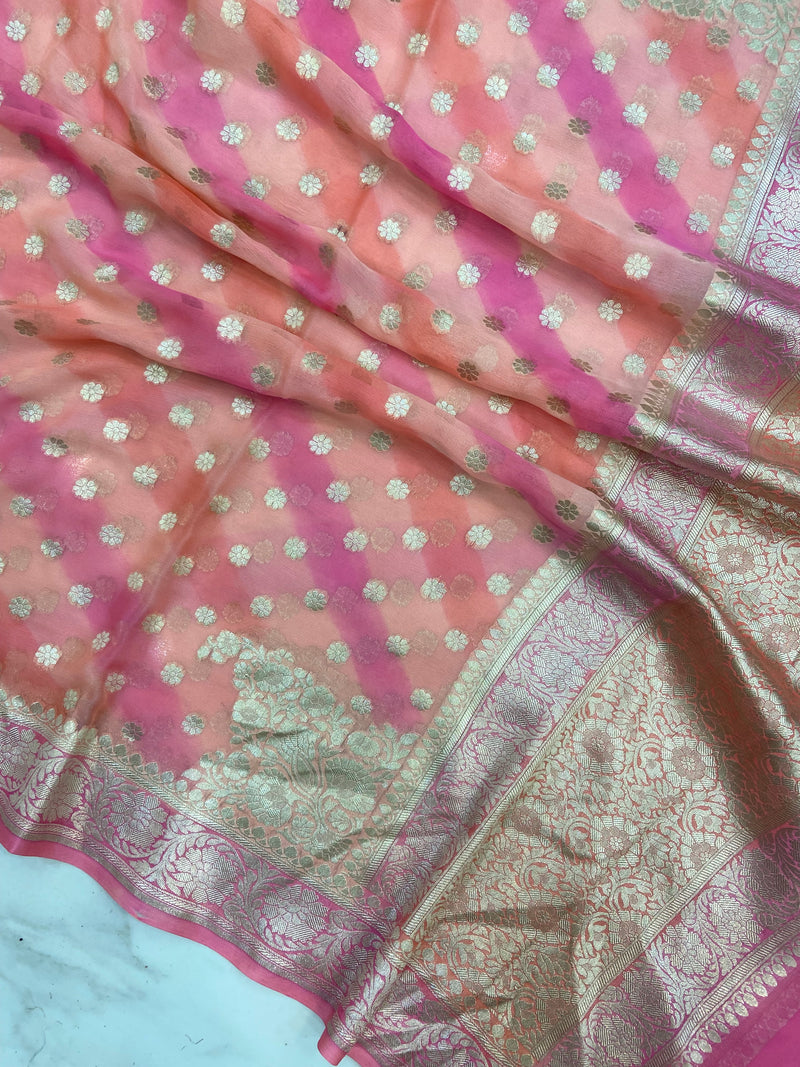 Khaddi Georgette Handloom Banarasi Dupatta - The Handlooms