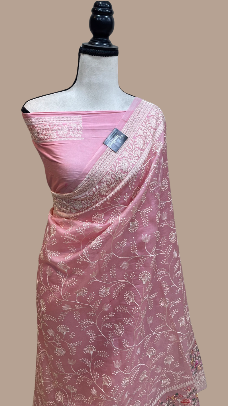 Pure organza Chikankari Handloom Banarasi Saree - The Handlooms