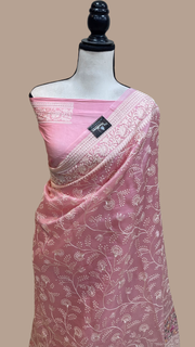 Pure organza Chikankari Handloom Banarasi Saree - The Handlooms
