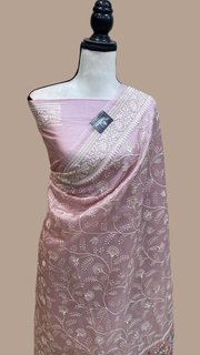 Pure organza Chikankari Handloom Banarasi Saree - The Handlooms