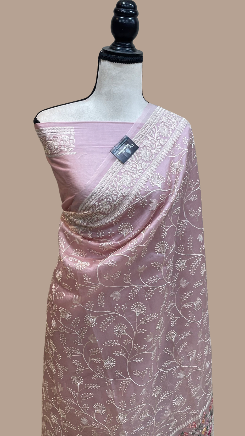 Pure organza Chikankari Handloom Banarasi Saree - The Handlooms