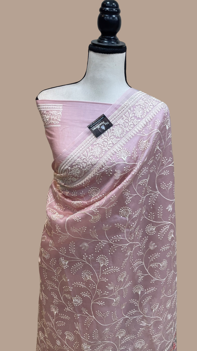 Pure organza Chikankari Handloom Banarasi Saree - The Handlooms