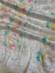 Pure Tussar Georgette Handloom Banarasi Saree - All over Jaal Work with meenakari - The Handlooms