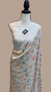 Pure Tussar Georgette Handloom Banarasi Saree - All over Jaal Work with meenakari - The Handlooms