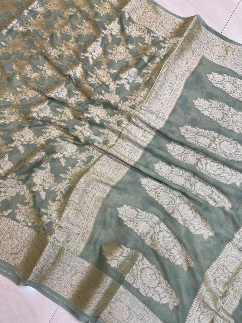 Pure Chiffon Khaddi Banarasi Saree - The Handlooms