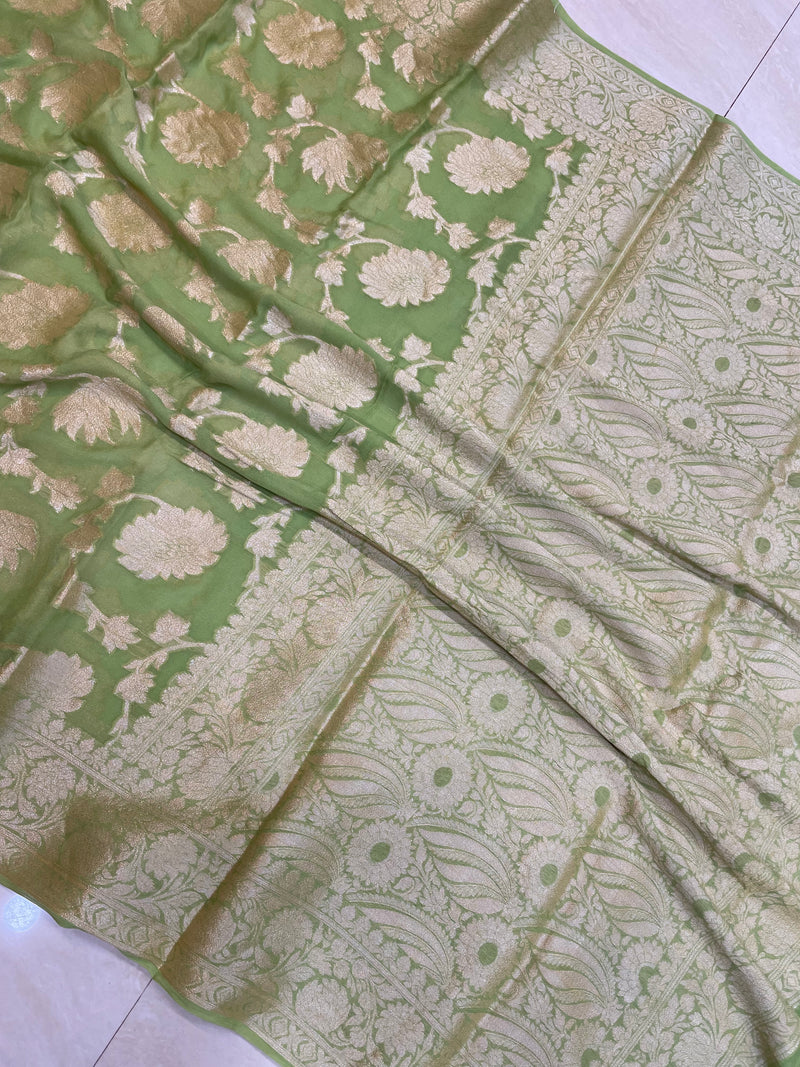 Pure Chiffon Khaddi Banarasi Saree - The Handlooms