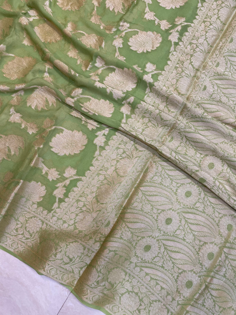 Pure Chiffon Khaddi Banarasi Saree - The Handlooms