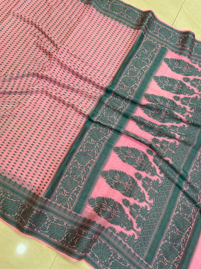 Pure Chiffon Khaddi Banarasi Saree - The Handlooms