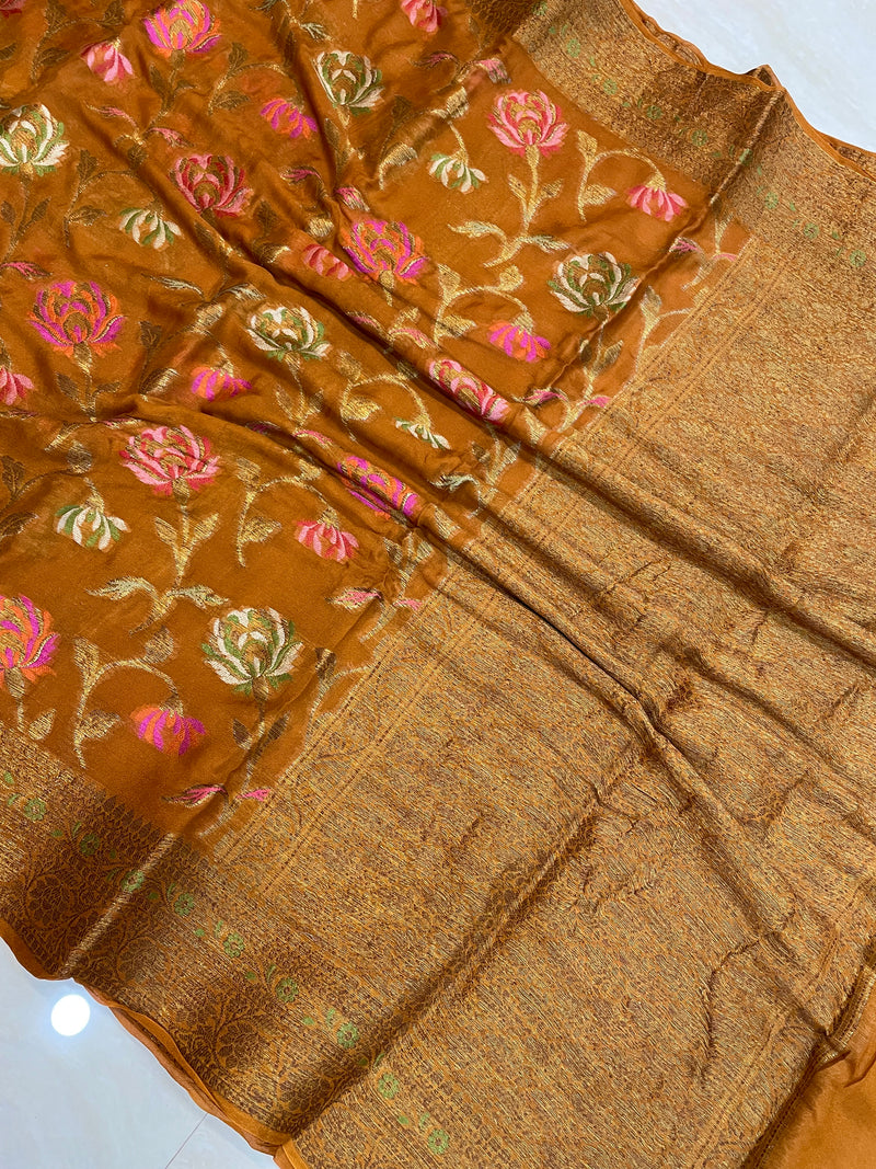 Pure Chiffon Khaddi Banarasi Saree - The Handlooms