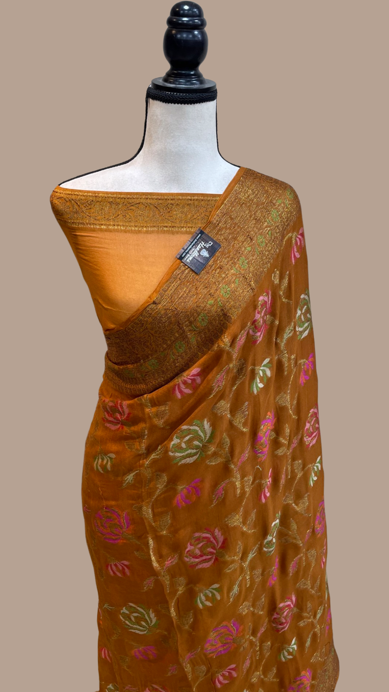 Pure Chiffon Khaddi Banarasi Saree - The Handlooms