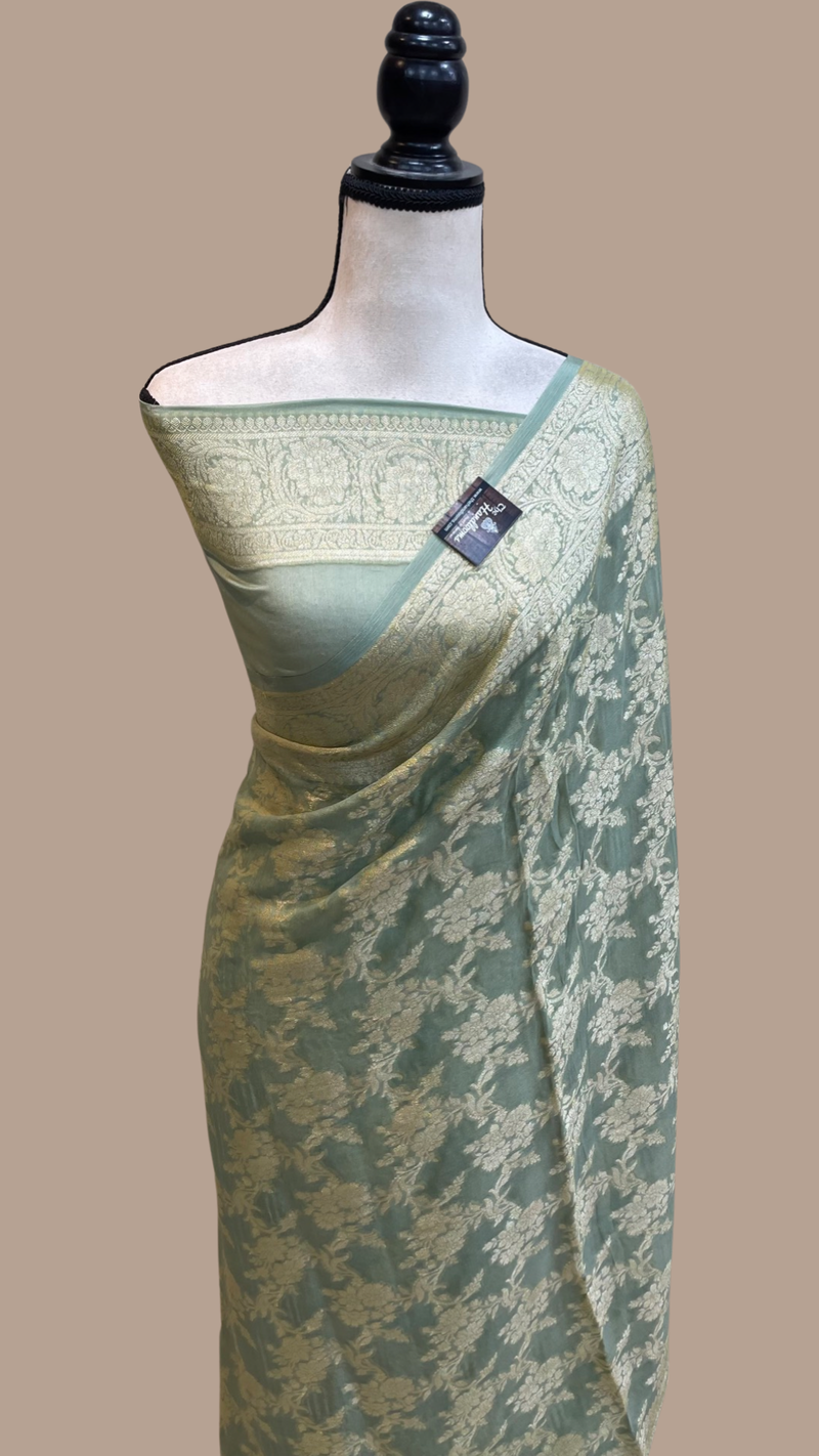 Pure Chiffon Khaddi Banarasi Saree - The Handlooms