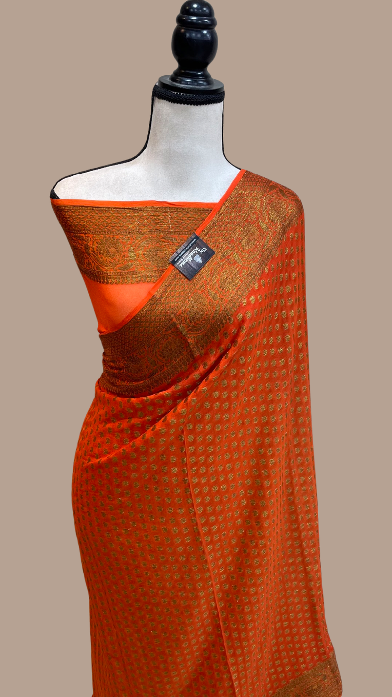 Pure Chiffon Khaddi Banarasi Saree - The Handlooms