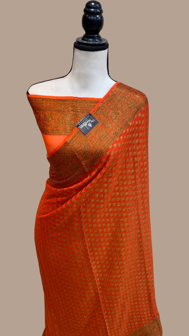 Pure Chiffon Khaddi Banarasi Saree - The Handlooms