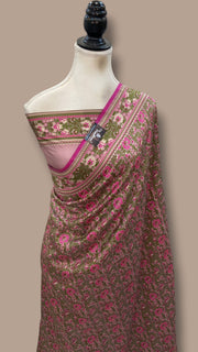 Regal Pure Katan Jamdani Silk Banarasi Saree – Handwoven Tanchui Brocade - The Handlooms