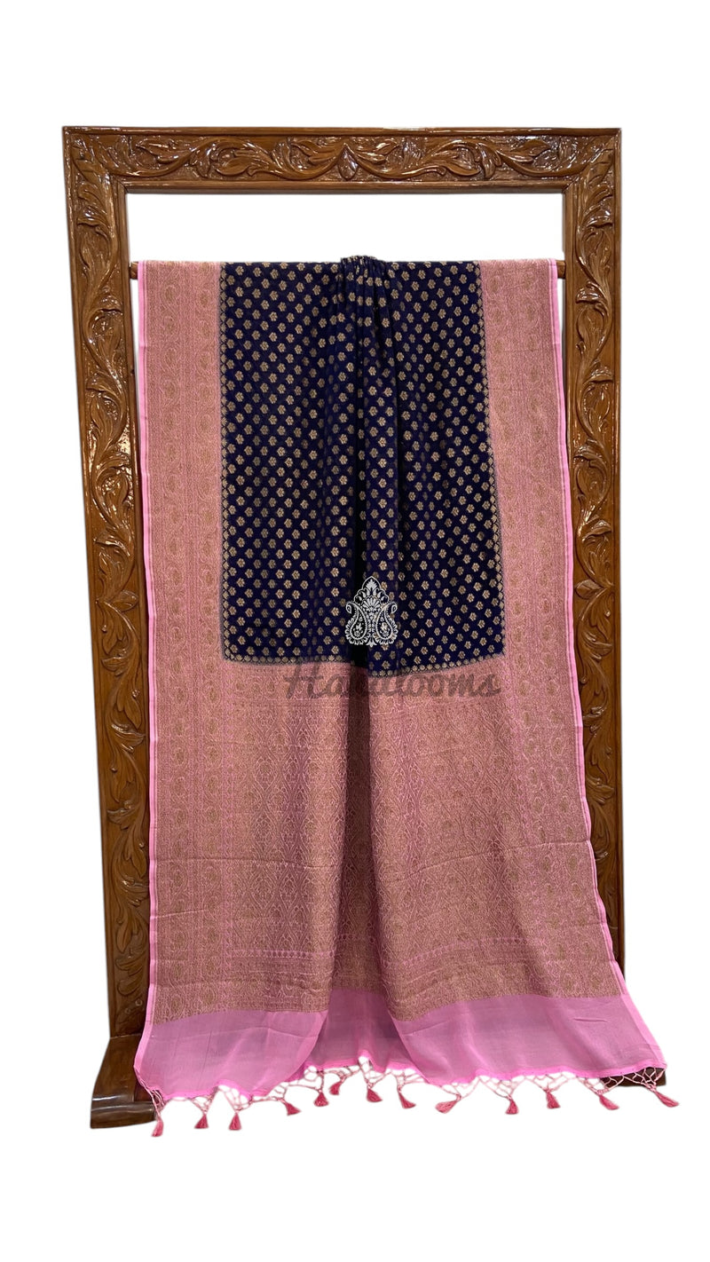 Khaddi Georgette Banarasi Saree -  Antique zari