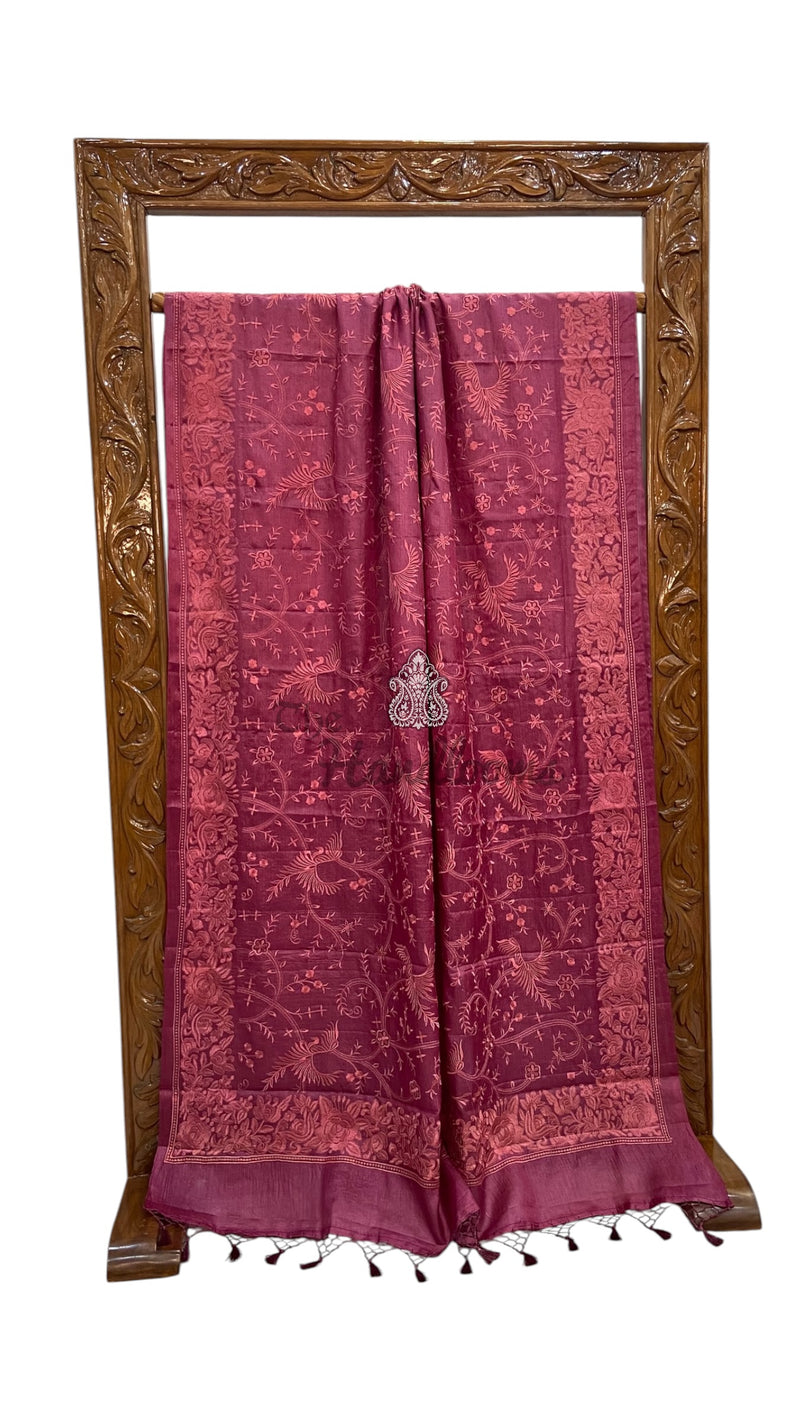 Pure Tussar Silk Handloom Banarasi Saree - Chikankari