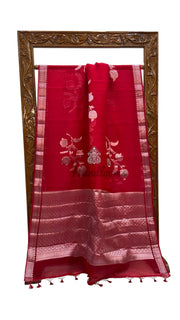 Red Pure Kora Handloom Banarasi Saree - The Handlooms