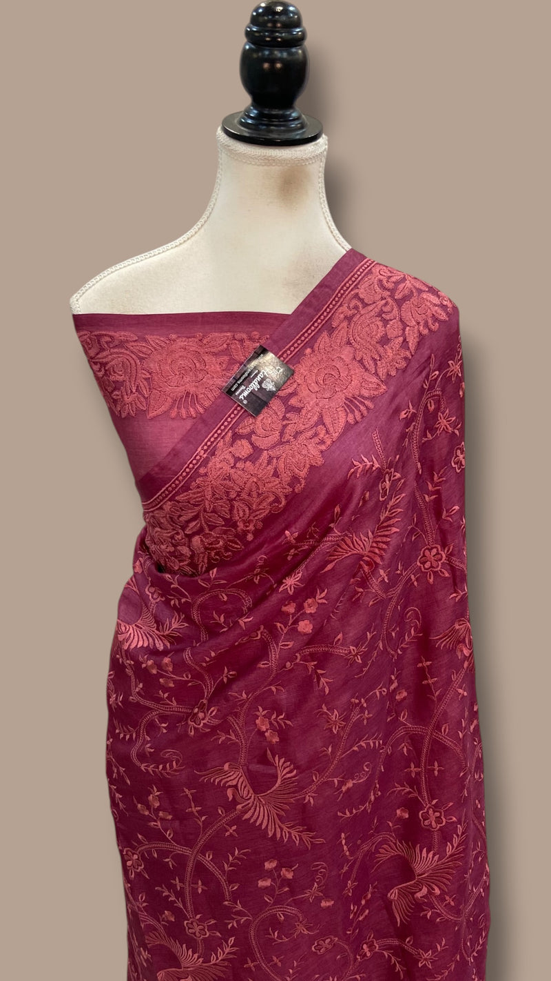 Pure Tussar Silk Handloom Banarasi Saree - Chikankari