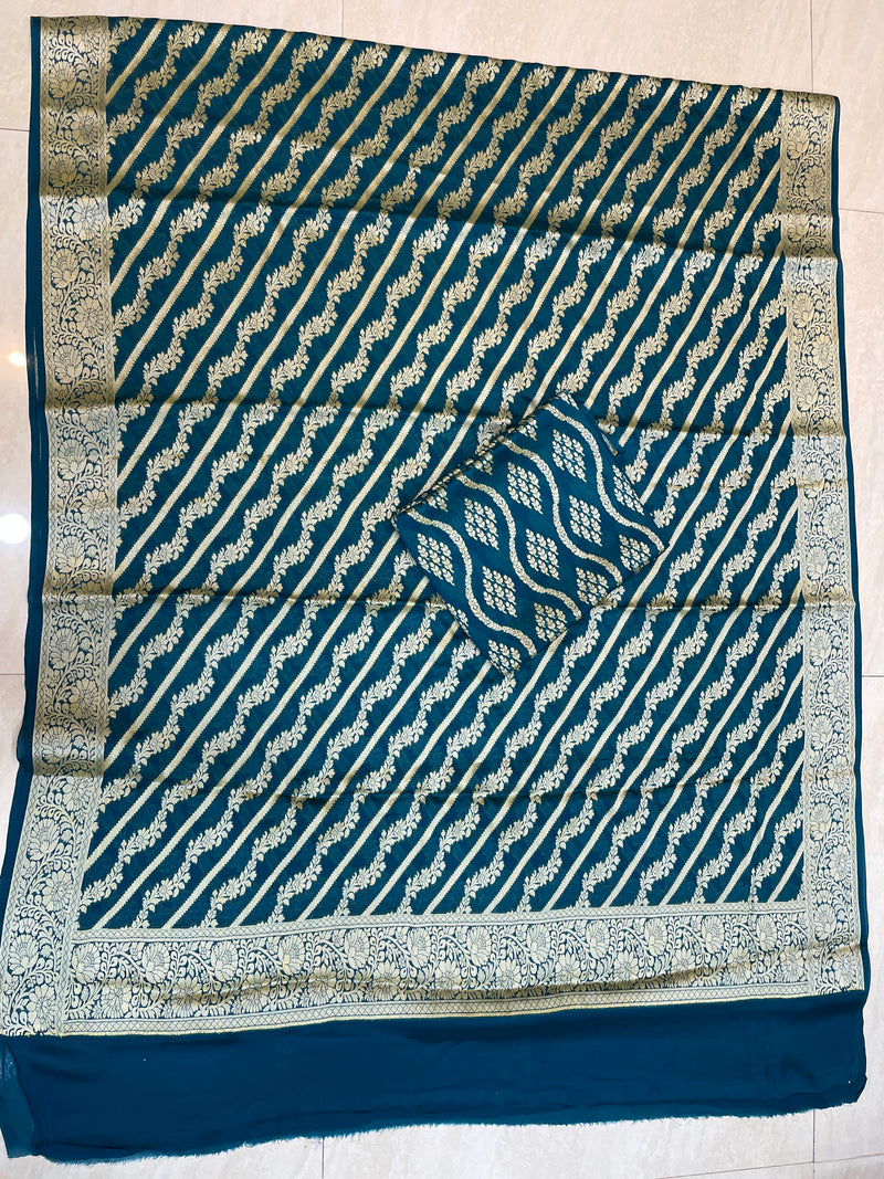 Pure Chiffon Khaddi Banarasi Dress material - The Handlooms