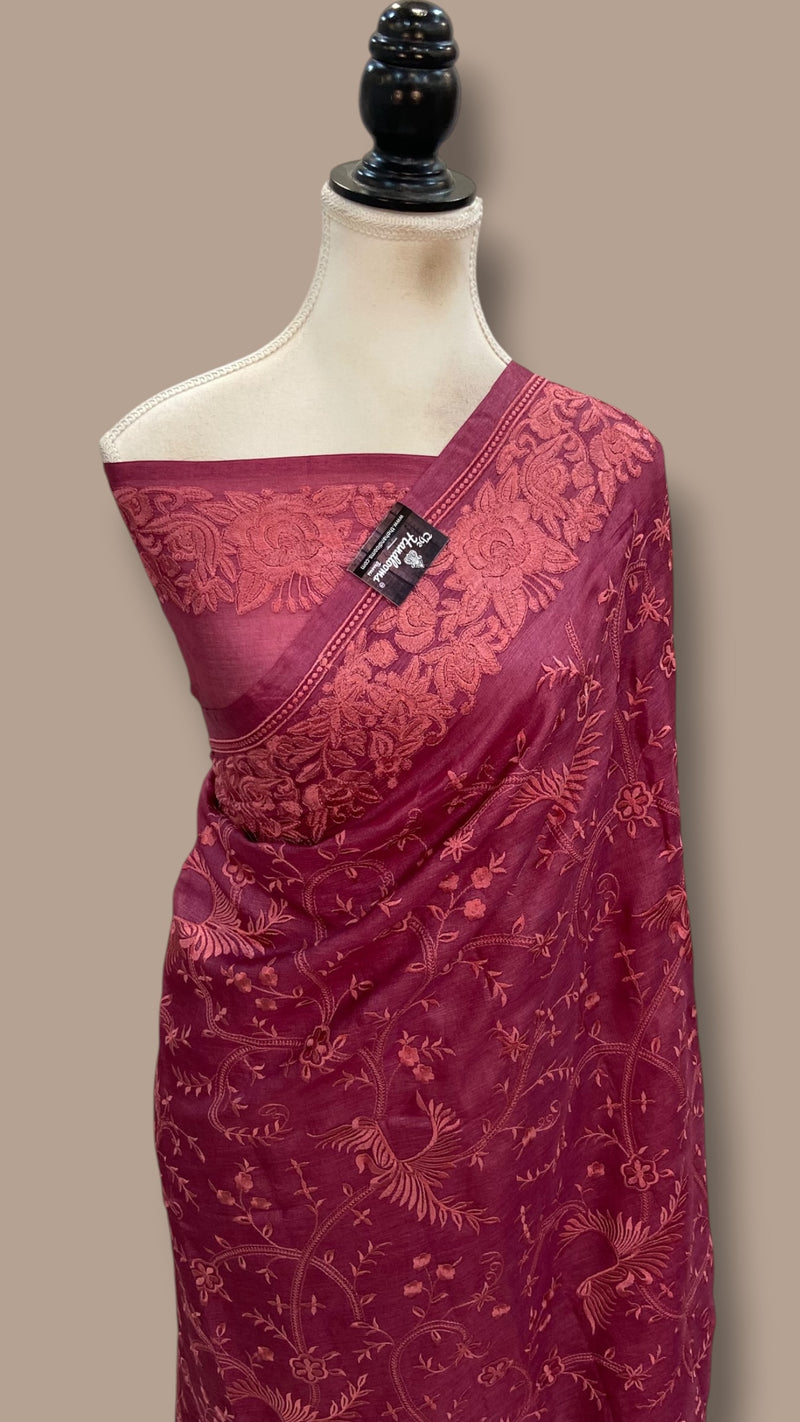 Pure Tussar Silk Handloom Banarasi Saree - Chikankari