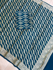 Pure Chiffon Khaddi Banarasi Dress material - The Handlooms