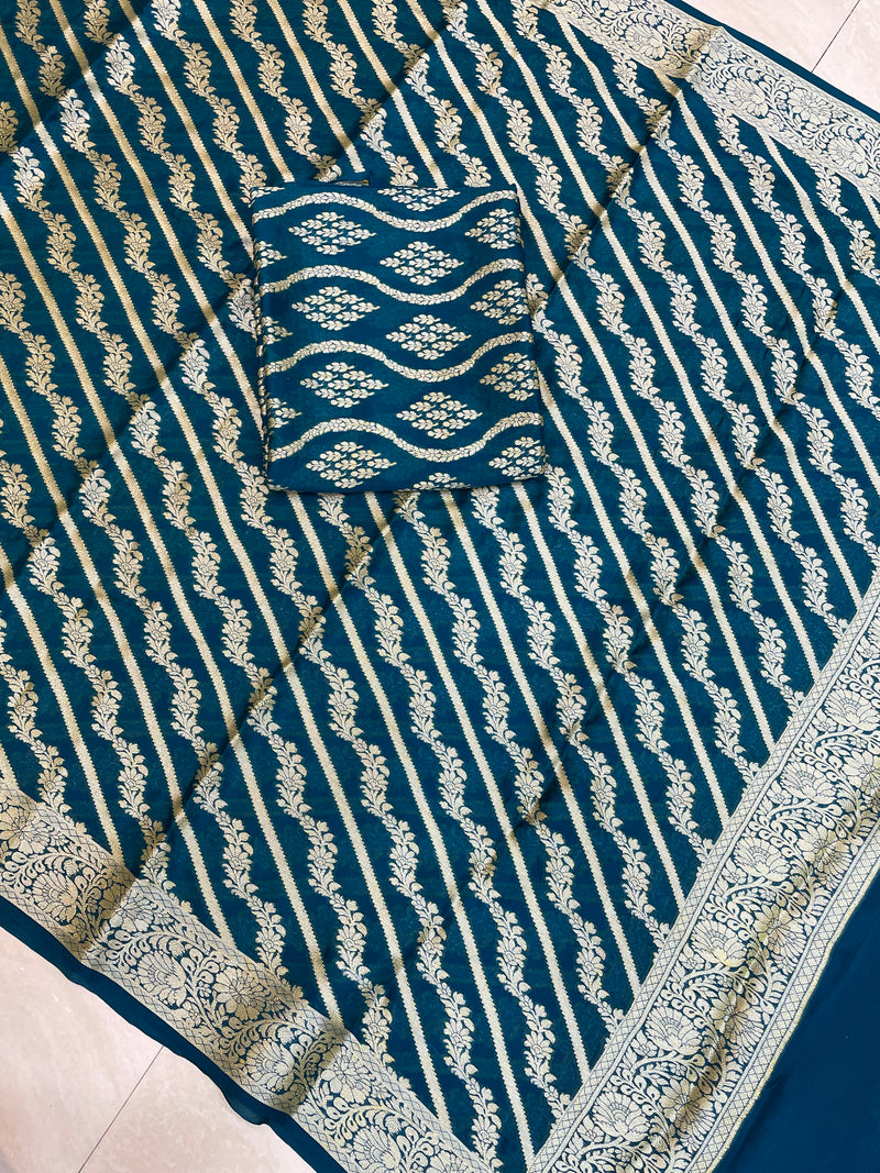 Pure Chiffon Khaddi Banarasi Dress material - The Handlooms