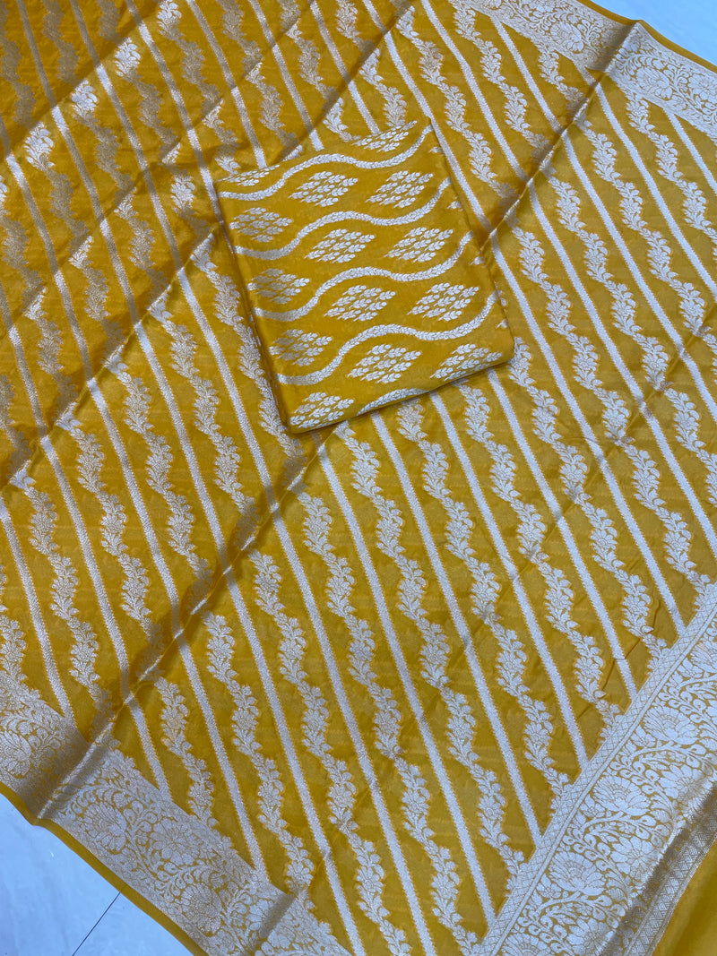 Pure Chiffon Khaddi Banarasi Dress material - The Handlooms