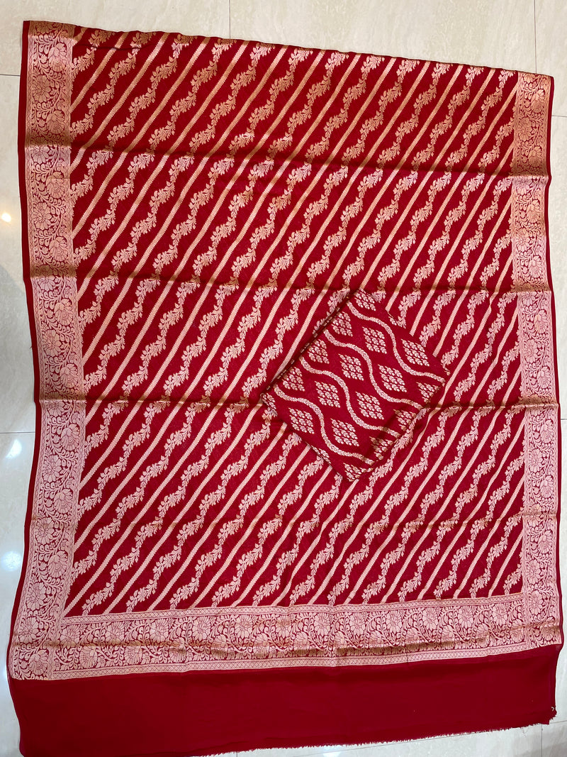 Pure Chiffon Khaddi Banarasi Dress material - The Handlooms