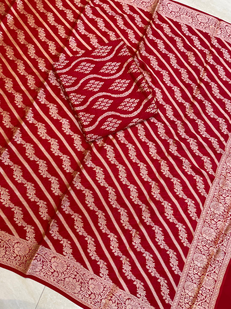 Pure Chiffon Khaddi Banarasi Dress material - The Handlooms