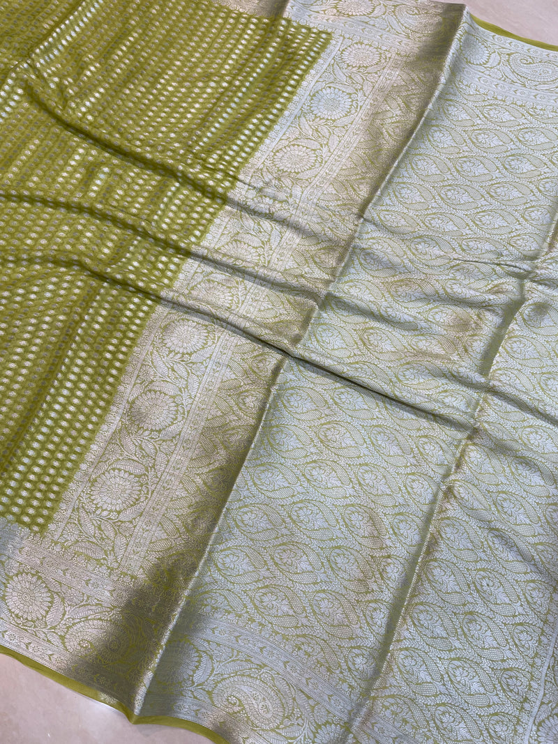 Pure Chiffon Khaddi Banarasi Saree - The Handlooms