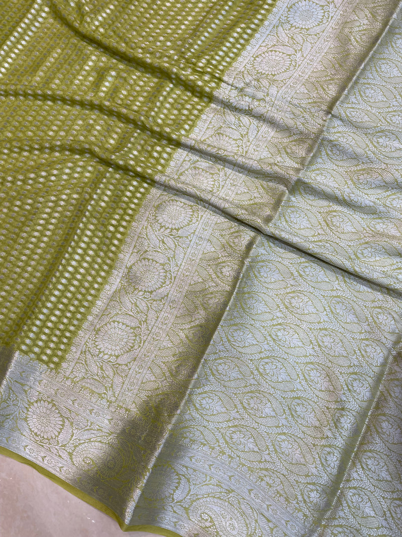 Pure Chiffon Khaddi Banarasi Saree - The Handlooms