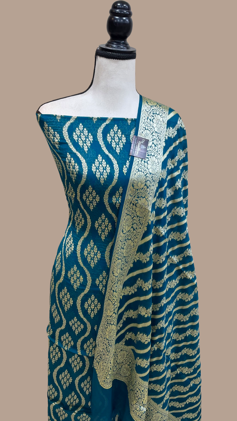 Pure Chiffon Khaddi Banarasi Dress material - The Handlooms