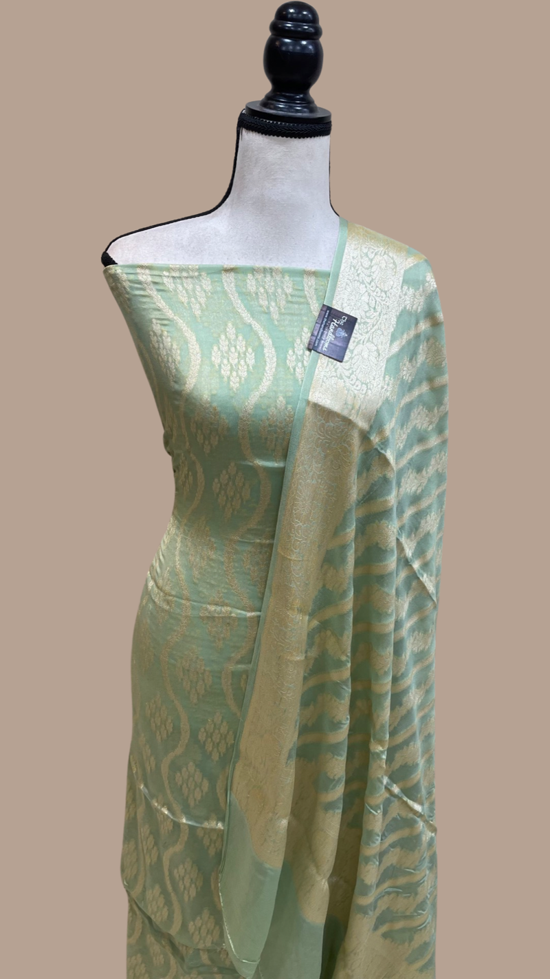 Pure Chiffon Khaddi Banarasi Dress material - The Handlooms
