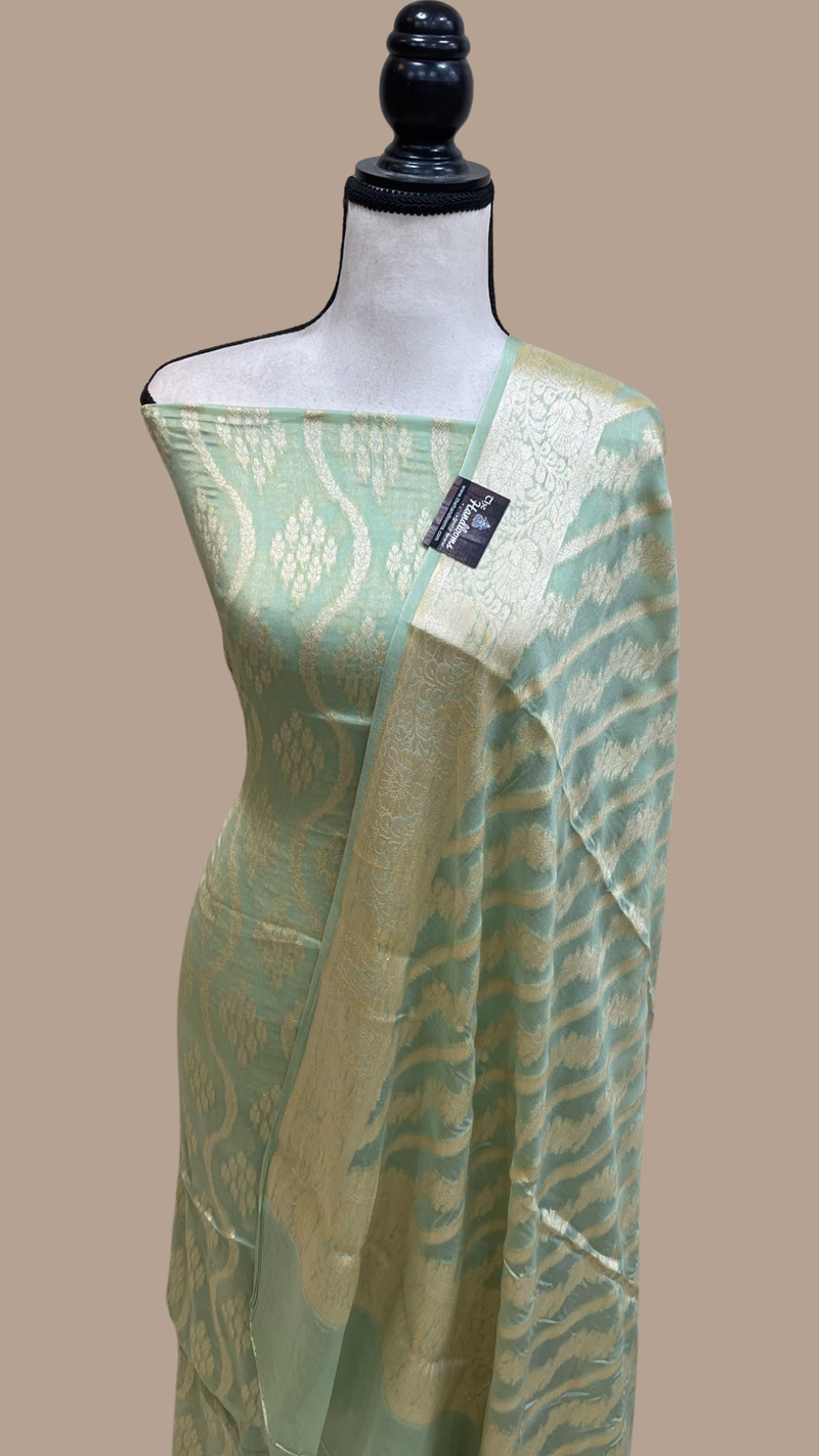 Pure Chiffon Khaddi Banarasi Dress material - The Handlooms