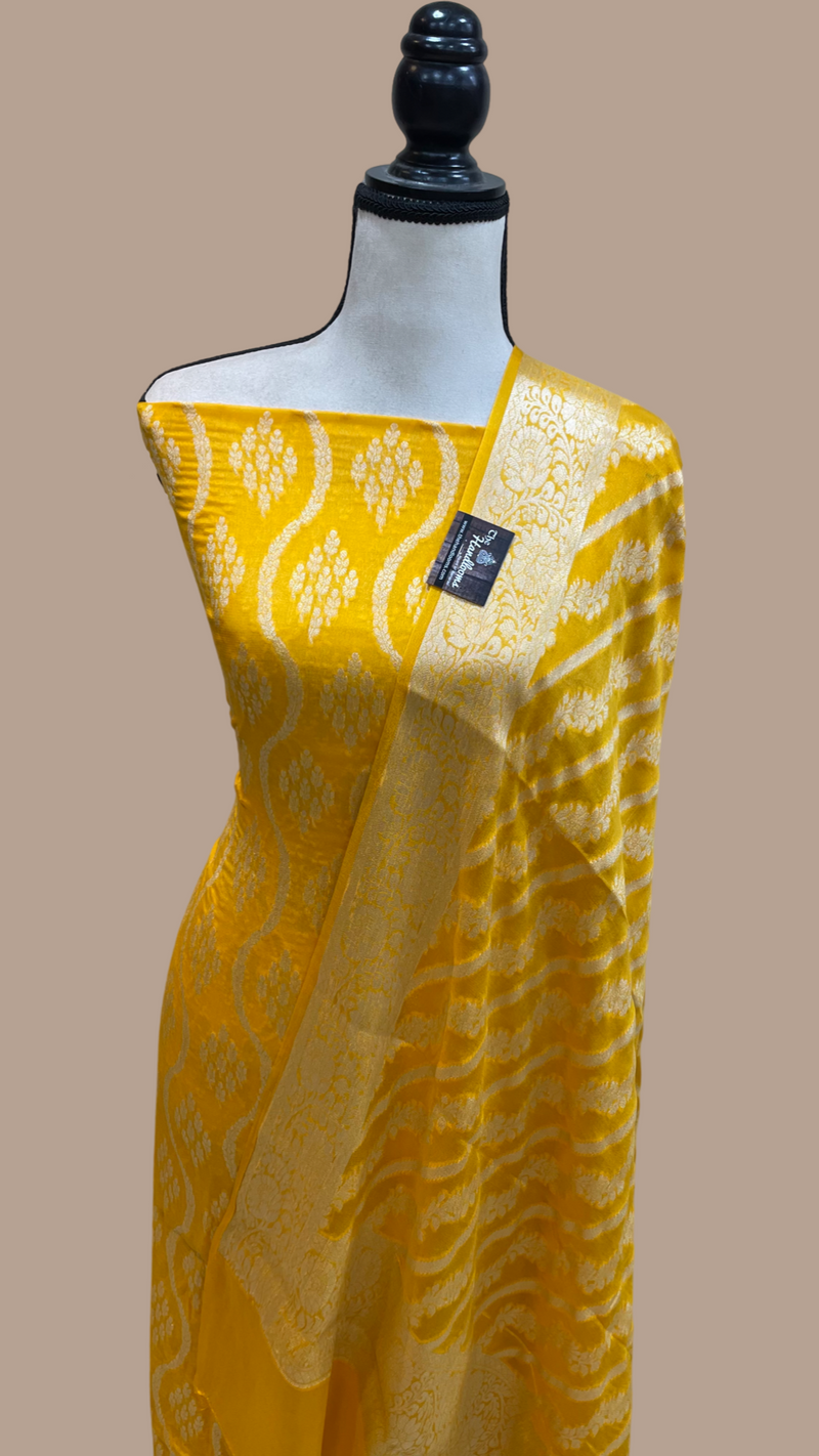 Pure Chiffon Khaddi Banarasi Dress material - The Handlooms