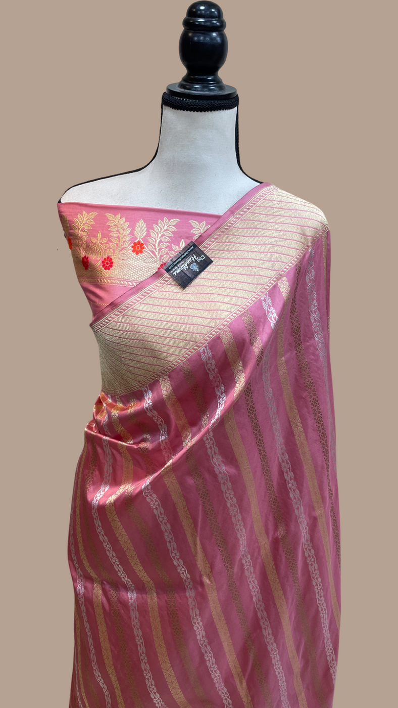 Pure Kora Katan Handloom Banarasi All Over Kadua Motifs Saree main image 1