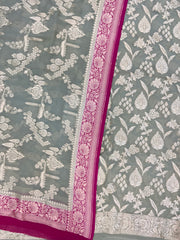 Khaddi Georgette Banarasi Dress material Water Zari - The Handlooms