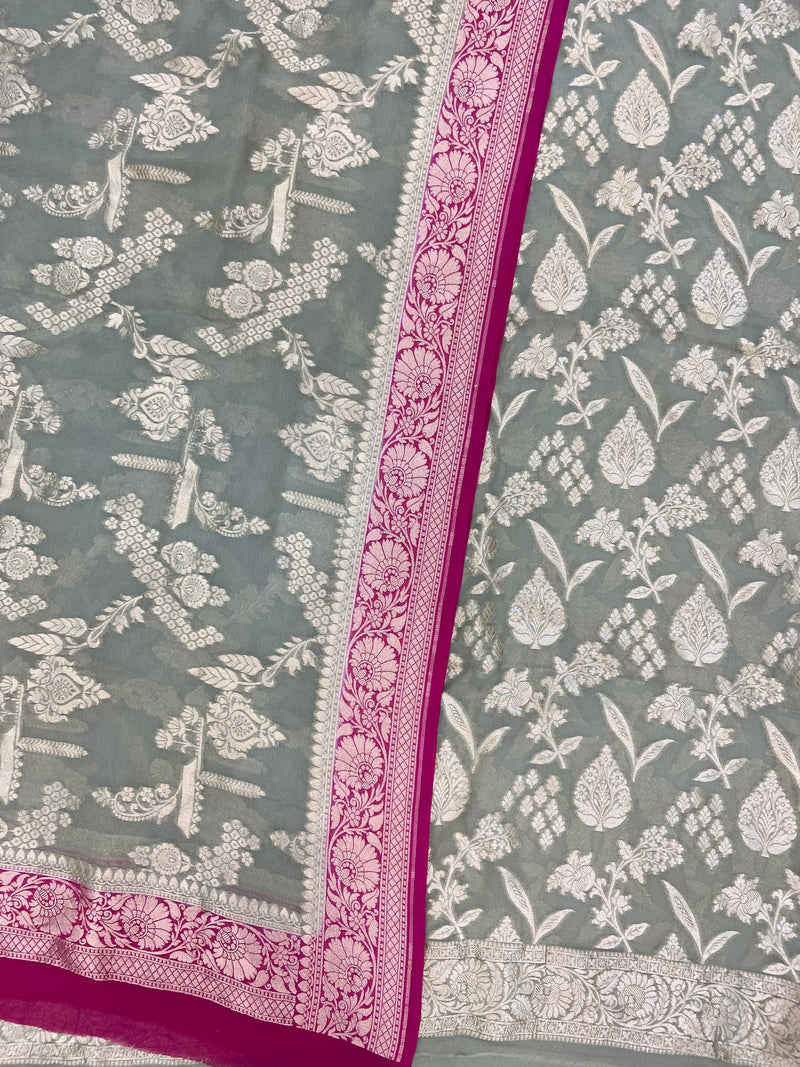 Khaddi Georgette Banarasi Dress material Water Zari - The Handlooms