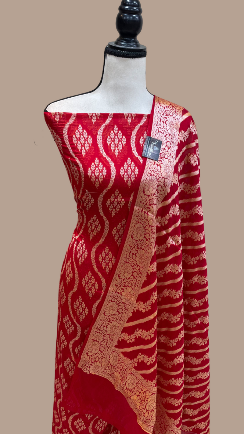 Pure Chiffon Khaddi Banarasi Dress material - The Handlooms