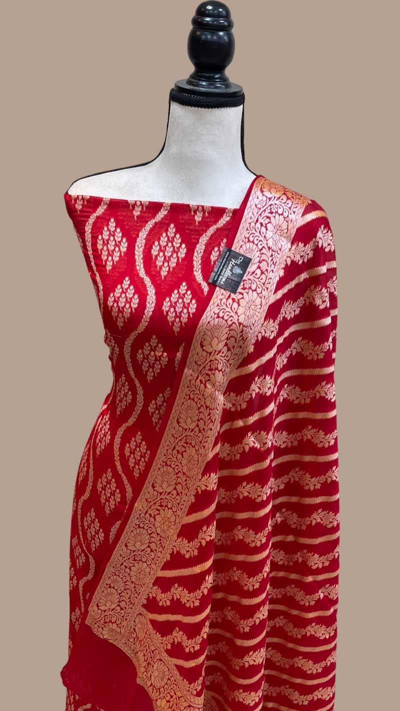 Pure Chiffon Khaddi Banarasi Dress material - The Handlooms