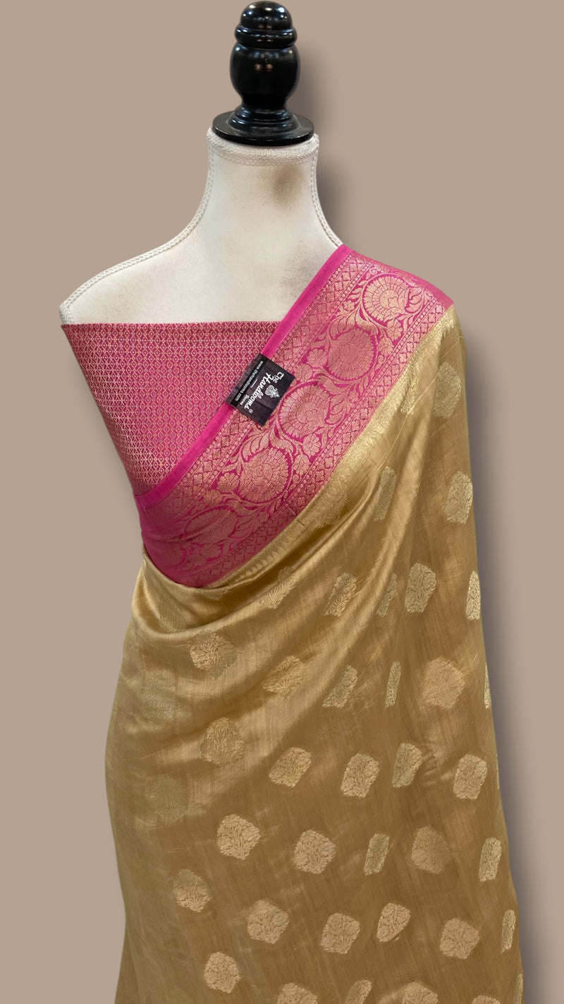 Pure Dupion Silk Banarasi Saree - Gold Zari