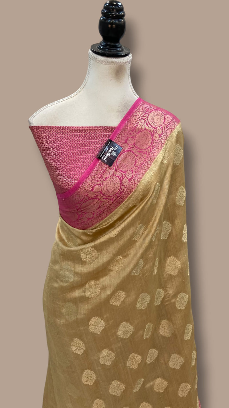 Pure Dupion Silk Banarasi Saree - Gold Zari