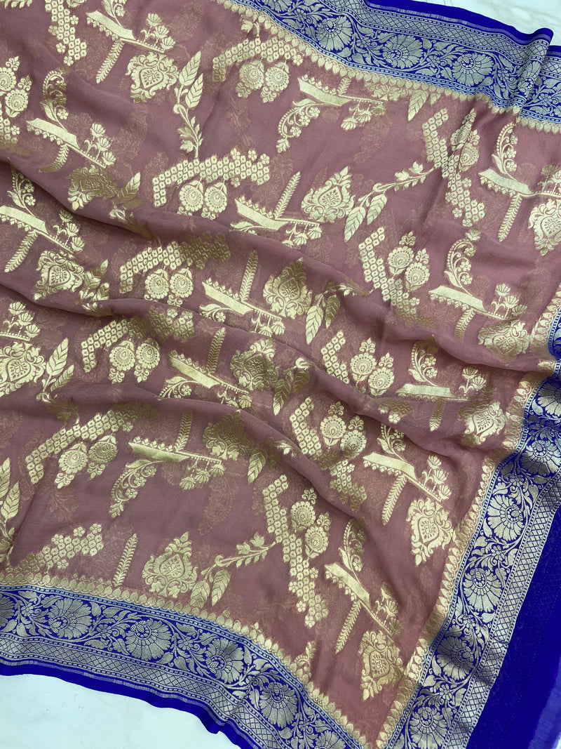 Pure Khaddi Georgette Dupatta - water zari - The Handlooms